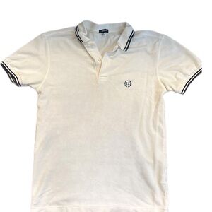 R13 White Polo with Black Contrast Trim